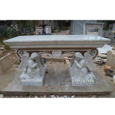 China Religious Stone Altar Kneeling Church Decoration Angel Statue Marble Altars Modern Western Style QUYANG Table For Sale for sale