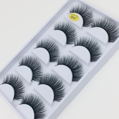 China Soft Natural 5 Pairs Soft False Mink Eyelashes Multipack 3D Mink Hair False Eyelashes Handmade 5 Pairs for sale