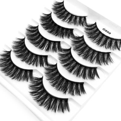 China Wholesale Natural Soft Fluffy 3d False Mink Eyelashes 5 Pairs/Pack Synthetic Fiber Lashes for sale