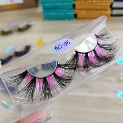 China 100% Natural Soft Cruelty Free Mink Lashes Custom Logo 25mm Mink Color Eyelash Strips Real Colored 5d Eyelashes for sale