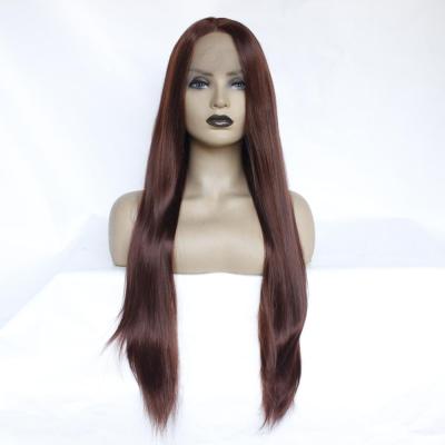 China Premium Silky Straight 20inch Wave Lace Front Synthetic Wigs With Baby Hair Long Synthetic Wigs For Women for sale