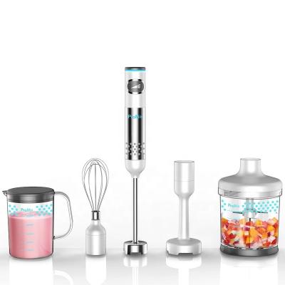 China Variable Speed ​​400W 4-in-1 Hand Immersion Blender includes 304 stainless steel stick blender, 500ml beaker, 500ml food processor and beater for sale