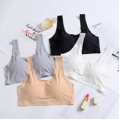 China 5XL Yoga QUICK DRY Custom Seamless Laser Cut One Piece Wireless Ice Silk Underwear Sports Maid Traceless Women Plus Size Bra for sale