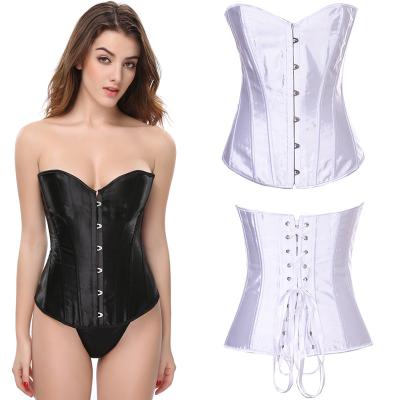 China Antibacterial Black Multi Color Corsets For Women Waist Cincher Shaper Boned Plus Size Vintage Satin Bustier Top Fashion Sexy Satin Corset for sale