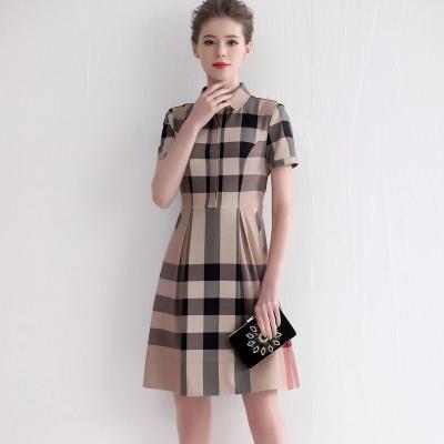 China Anti-Static Custom Design Check Office Stretch Cotton Poplin Luxury Women Clothes High Quality Bay Elegant Plaid Ladies Dress One Piece for sale