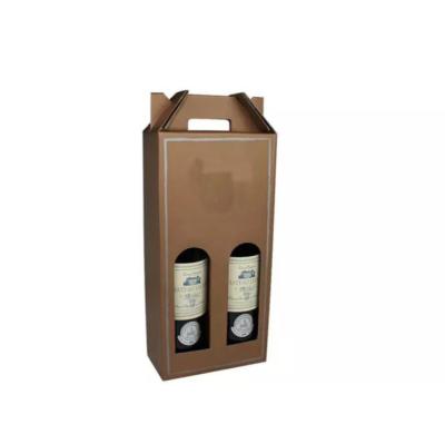 China Handmade Custom Logo Corrugated Wine Packaging Paper Box For Double Bottles for sale