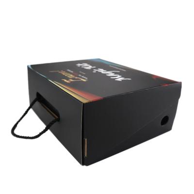 China Recycled Materials Factory Hot Selling Custom Luxury Shoe Packaging Corrugated Folding Box With Handle for sale