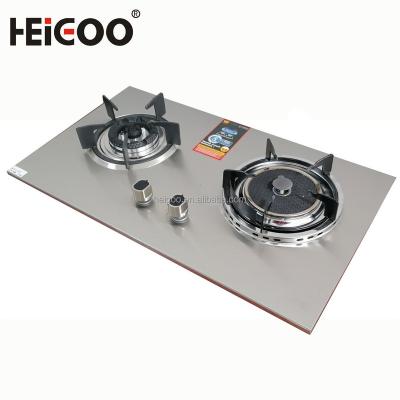 China Commercial Battery Power Stainless Steel Cooktop Portable Double Burner Gas Stove for sale