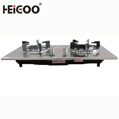 China Commercial China Wholesale Countertop Stainless Steel Two Burner Gas Stove for sale