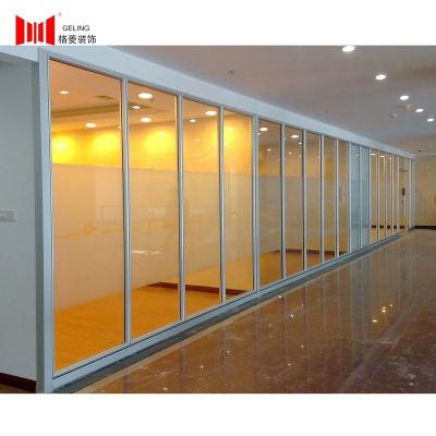 China Traditional Simple Tempered Fixed Glass Partition Wall Steel Frame Transparent Glass Living Room Removable Partition Wall for sale