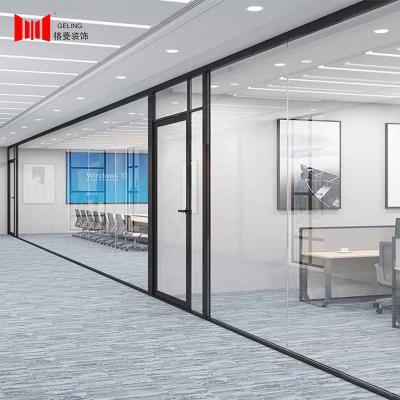 China Customizable Aluminum Frame Glass Partition Wall Folding Removable Stainless Steel Glass Partition Tempered Office Glass Partition for sale