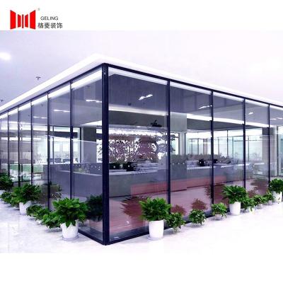 China High wall partition with mess up double glass partition glass office soundproof aluminum door frame wall office partition wall office partition for sale