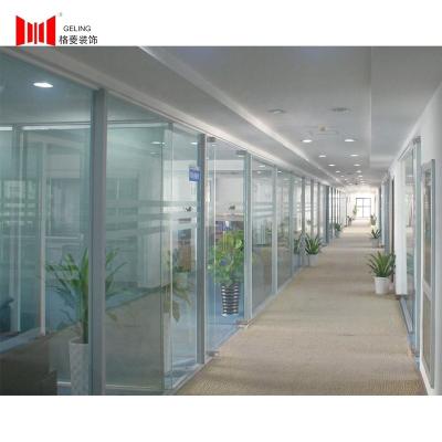 China Modern Aluminum Frame 12mm Wall Tempered Glass Room Divider Interior Single Room Divider Partition Wall With Door for sale