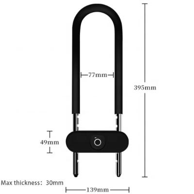 China Zinc Alloy + Silicon Cover UL03 Automatic Smart Bicycle Wheel Lock Key And Combination Bike Fingerprint U Type Lock for sale