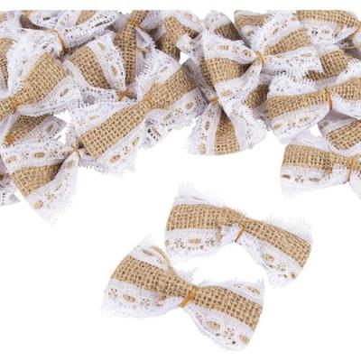 China Hot Sale Floral Lace Burlap Bowknot Bowknot Bow Embellishments For Home Weddings for sale