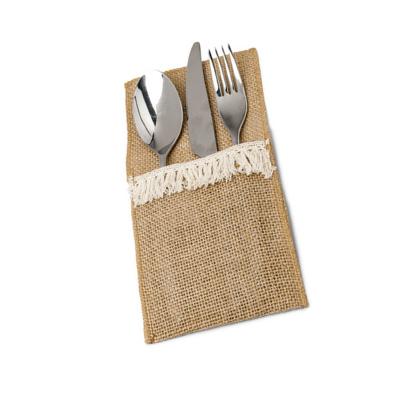 China Later Crafts Makers Home Decorations And Convenient Jute Bags For Cutlery Bag With Dinnerware Set for sale