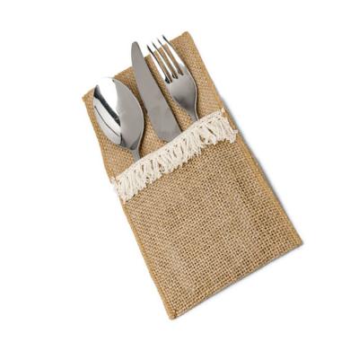 China Home Decorations and Crafts Limited Time Spike High Productivity Jute Restaurant Cutlery Bag Style Tableware Storage Bag National for sale