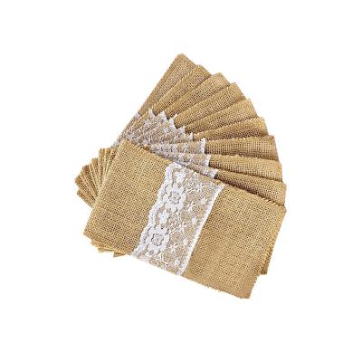 China Home Decorations And Crafts Recommended Products Jute Empty Cutlery Bag Chopsticks Bag Tableware Bag for sale