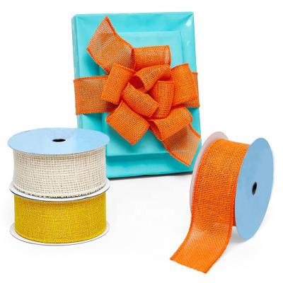 China Cable Dyed Natural Burlap Cabled Ribbon Jute Roll For Product Retail Display for sale