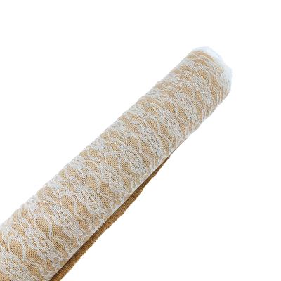 China Natural Anti Pill Burlap Eco - Friendly Jute Fabric Coated With Lace For Wrapping for sale