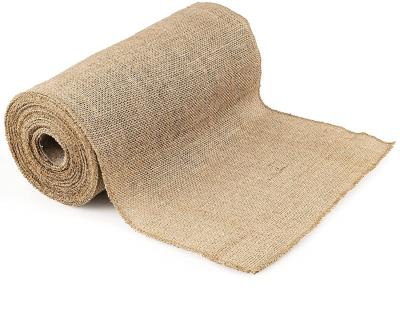 China Jute 10m Long Burlap Fabric Roll 30cm Wide Moisture-absorbent For Crafts And Table Runner for sale