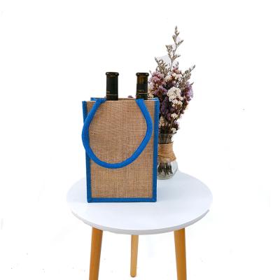 China Packaging / Decor Most Popular Customized Jute Wine Sack Wine Bag Decorated for sale