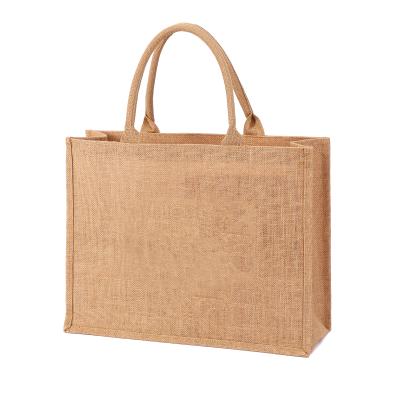 China Customized Natural Folding Burlap Jute Handbag For Shopping for sale