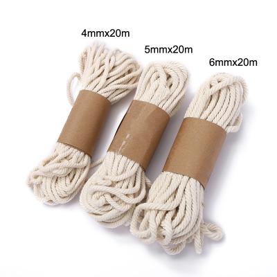 China Viable hot sale macrame kit twisted 4mm 5mm 6mm natural cotton rope for decoration for sale