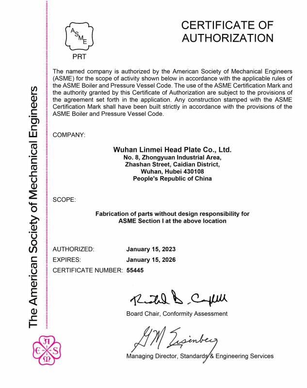 ASME R - Wuhan Linmei Head Plate Co., Ltd.