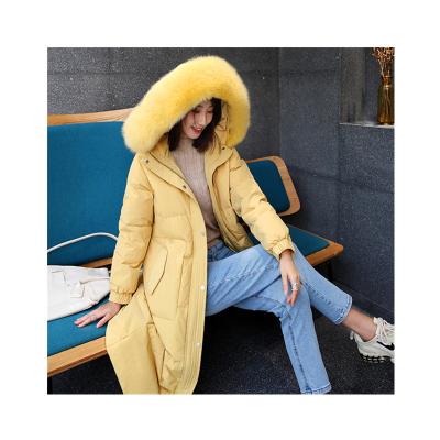 China Women's Multi Color Striper Quilted Coat Long Down Long Down Filled White Duck Down Jacket for sale