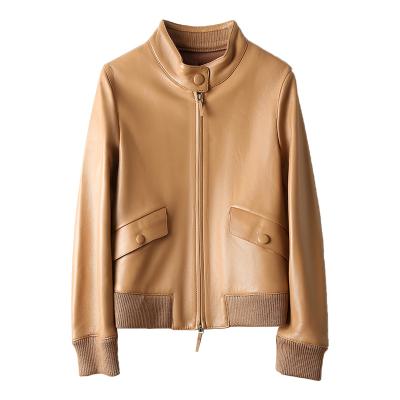 China New Arrival Waterproof Women Fashion Genuine Sheepskin Leather Jackets Women Leather Jackets Crop Coat 2021 for sale