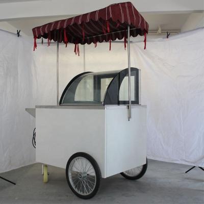 China mini beach carte d'or small popsicle vending trucks food cart gelato ice cream cart with display freezer Te koop