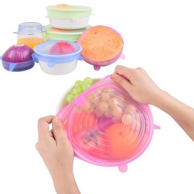 China Non Spill 8 Packs LFGB Approved Food Grade Fit Reusable Food Saving Cover Flexible Silicone Stretch Lids Various Sizes Bowl Container for sale