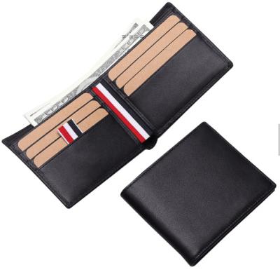 China New Design RFID Brand Luxury Slim Men's RFID Leather Wallet Genuine Leather Bifold Wallet Custom Made for sale