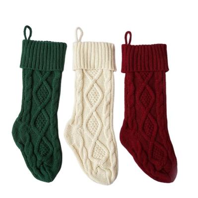 China 46CM Knitted Knitted Hosiery Stocking Goodie Bag Christmas Garter Christmas Fashionable Large Size Stockings For Embroidery for sale