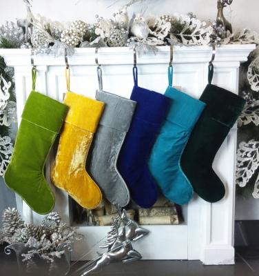 China New Arrival Classic Luxury Multi Color Velvet Monogram Name Home Decoration Christmas Stocking for sale