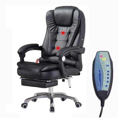 China Office Furniture Recliner (Height) Adjustable Cheap Massage Soft Ergonomic Executive Boss Chairs Luxury Black Leather PU Office Chair With Footrest for sale