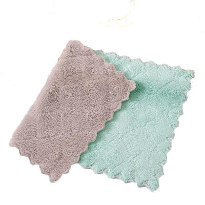 China Sustainable Non-Stick Microfiber Household Kitchen DishClout Hanging Towels Coral Velvet Dish Cloth Hanging Cleaning Towel Oil Remover for sale