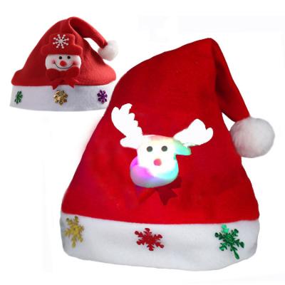 China Christmas Hat Toy Factory Wholesale Children Favorite Light Up Hat Adults Santa Hat Hot Selling Christmas Gifts for sale