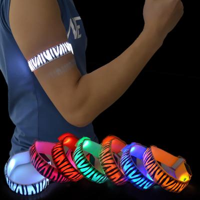 China High Visibility Armband Night Cloth Wristband Reflective Led Running Adults Outdoor Evening Led Warning Light for sale