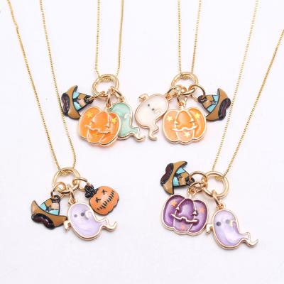 China Cute Ghost Girls Pumpkin Halloween Jewelery Kids Necklace Bulk Pendant Chain for sale