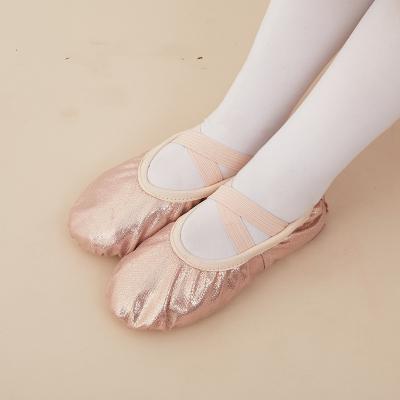 China PU Flat Adjustable Girl Dance Shoes Pink Kids Dance Practice Shoes Girls Ballet Shoes for sale