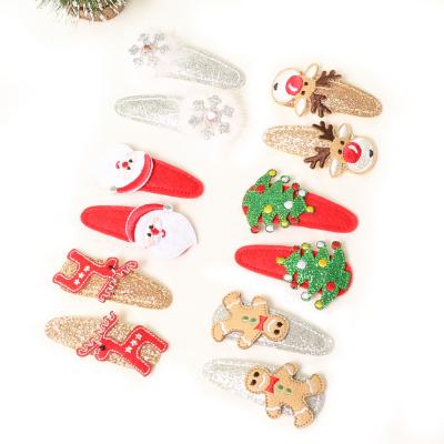 China European and American Style Bulk Christmas Hair Accessories for Girls Christmas Tree Santa Claus Snowflake Gingerbread Man Baby Hair Clips for sale