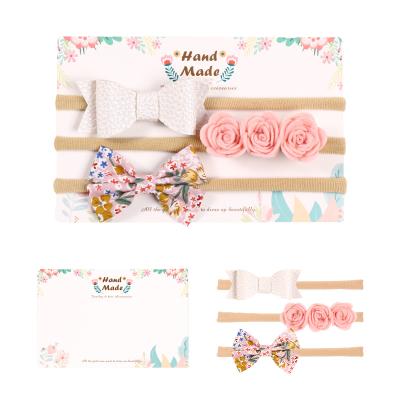 China 3PC fabric set wholesale factory offer bow baby headband hair accessories 2021 flower baby headband sets for sale