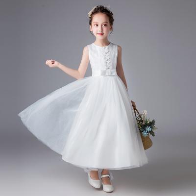 China Girls Breathable White Summer Party Dress Child Sleeveless First Communion Dress For Girl European Style Kids Clothes Girl Dresses 2021 for sale