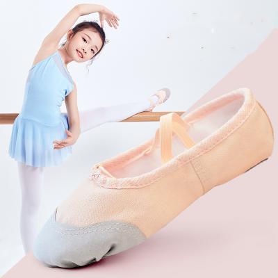 China Girls Flat Stretch Ballet Dance Shoes Split Sole Soft Dance Training Shoes Kids Professional Elastic Ballet Shoes for sale