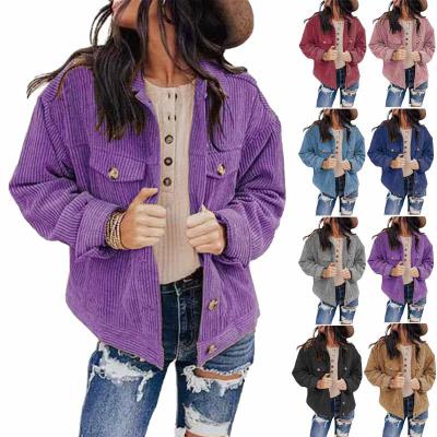 China Anti-wrinkle 2021 Autumn Fashion Jacket Winter Wear Women's Cardigan Corduroy Casual Bomber Jackets for sale