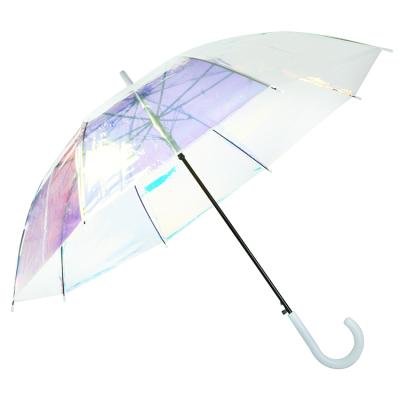 China Hanging Color Clear Plastic Umbrella Poe Umbrella Iridescence Transparent POE Umbrella for sale