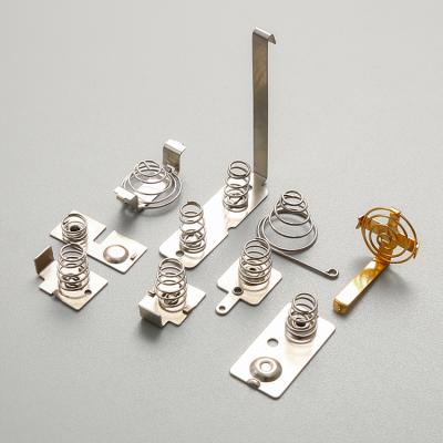 China Apartment ; Leaf ; Custom Plate Contacts Clip Steel AA AAA Flat Contact Battery Metal Leaf Spring for sale