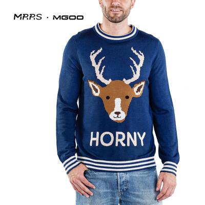 China Anti-Wrinkle MRRS Customized OEM Men Horny Like Buck Christmas Blue Sweater for sale